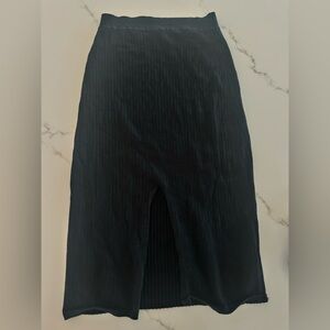 Free People Black Ribbed Knit Midi Skirt Size M